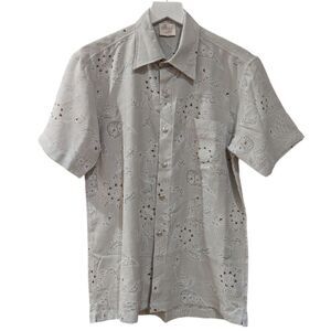 VERSACE DOLM Italy Color Linen Casual Short Sleeve Button Down Shirt Men's S